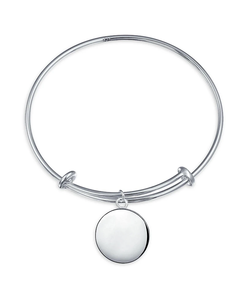 Bling Jewelry Sterling Silver Bangle Bracelet Disc Minimalist Design Expandable Adjustable