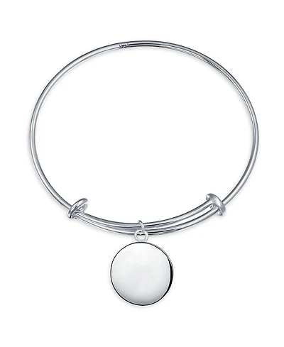 Bling Jewelry Sterling Silver Bangle Bracelet Disc Minimalist Design Expandable Adjustable