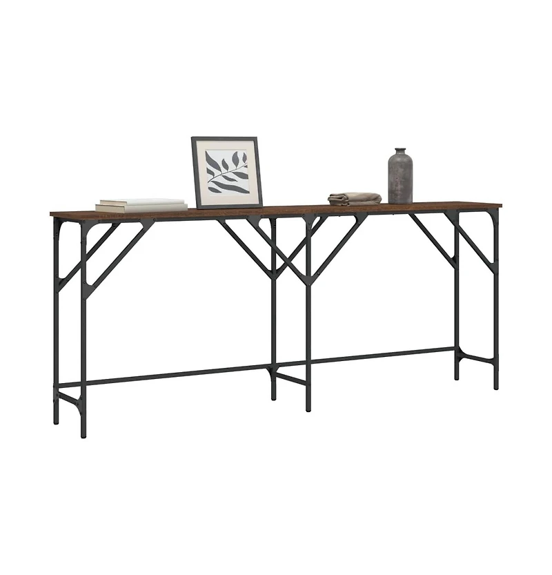 vidaXL Console Table Brown Oak 70.9"x11.4"x29.5" Engineered Wood