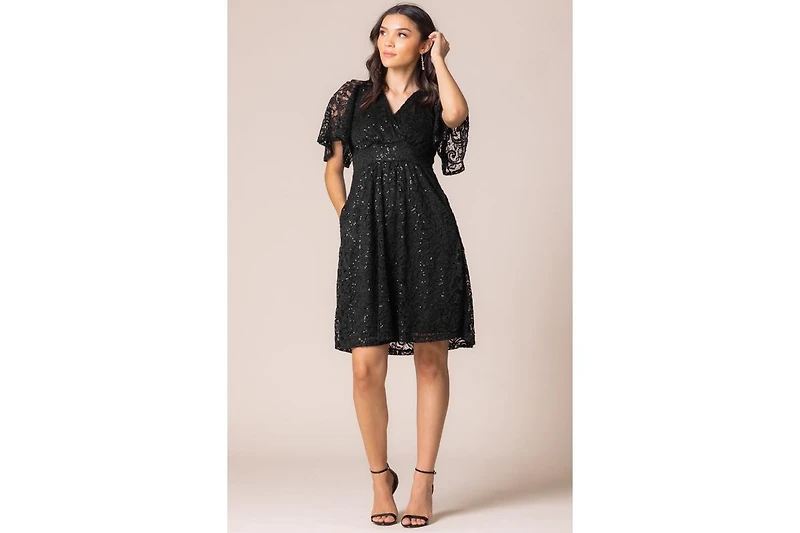 Kiyonna Women's Starry Sequin Lace V-Neck Cocktail Dress with Pockets