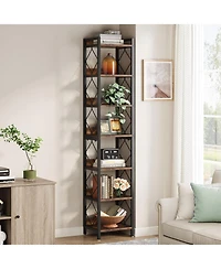 Tribesigns 78.7" Extra Tall Corner Shelf, 7 Tier Skinny Bookcase Corner Bookshelf for Small Spaces, Freestanding Display Shelves, Narrow Corner Storag