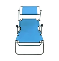 vidaXL Sun Lounger with Canopy Steel Blue