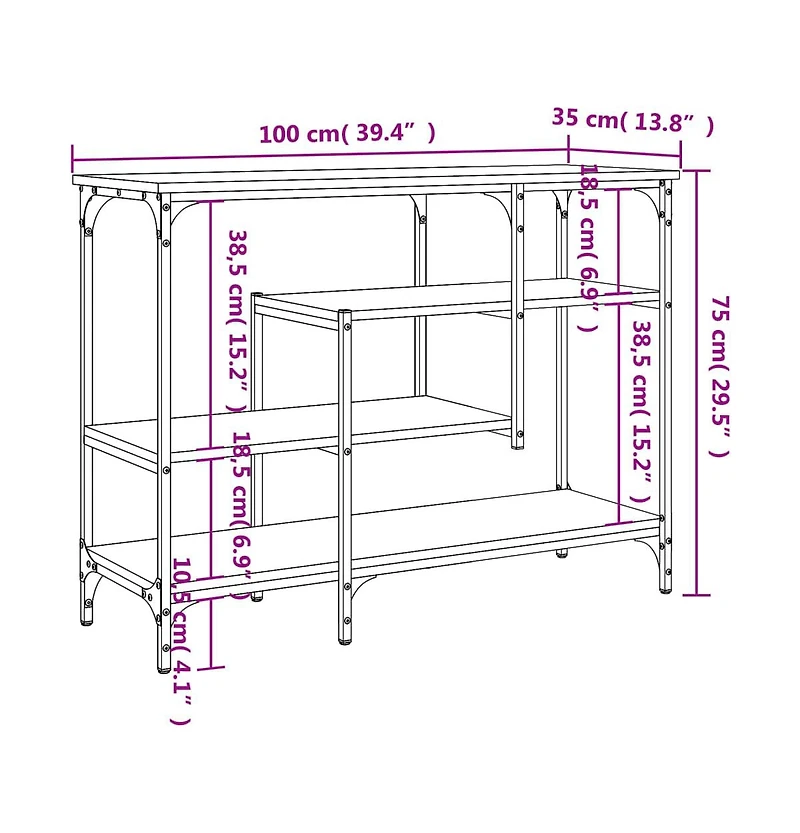vidaXL Console Table with Shelves Brown Oak 39.4"x13.8"x29.5"