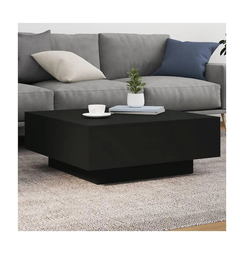 vidaXL Coffee Table with Led Lights Black 31.5"x31.5"x12.2"
