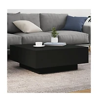 vidaXL Coffee Table with Led Lights Black 31.5"x31.5"x12.2"