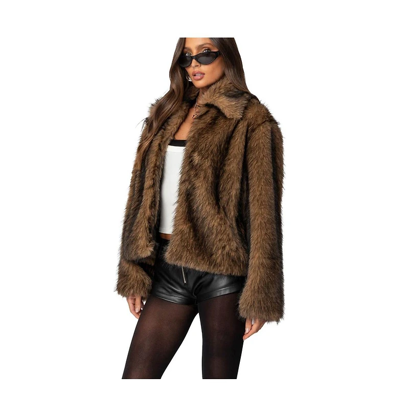 Edikted Womens Mob Wife Faux Fur Jacket