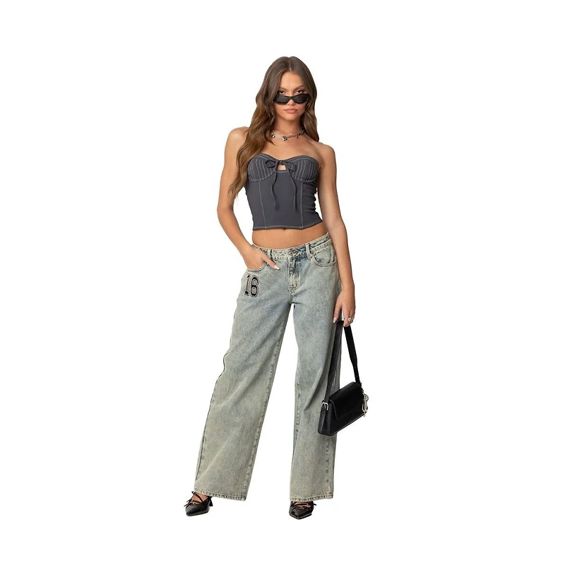 Edikted Women's 16 Vintage Acid Wash Jeans