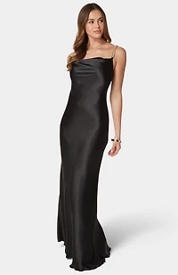 Bebe Women's Satin Maxi Chain Dress