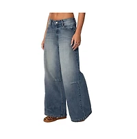 Edikted Womens Skater Girl Washed Low Rise Jeans
