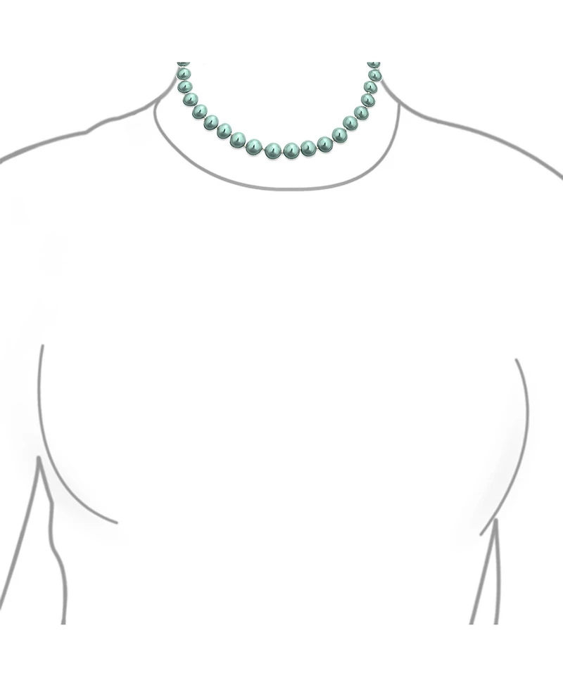 Bling Jewelry White Strand Necklace Rhodium Plated Crystal Clasp Pearl 10MM 16 Inch