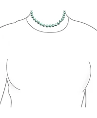 Bling Jewelry White Strand Necklace Rhodium Plated Crystal Clasp Pearl 10MM 16 Inch