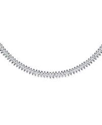 Bling Jewelry Art Deco Style Holiday Day Party Clear White Cubic Zirconia Marquise Formal Statement Tennis Necklace Prom Silver Plated