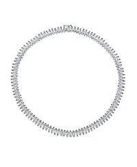 Bling Jewelry Art Deco Style Holiday Day Party Clear White Cubic Zirconia Marquise Formal Statement Tennis Necklace Prom Silver Plated