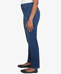 Alfred Dunner Women's Harvest Moon Super Stretch Faux Fly Denim Medium Length Pants
