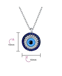 Bling Jewelry Turkish Blue Pave Cz Spiritual Protection Amulet Evil Eye Round Circle Pendant Station Necklace .925 Sterling Silver
