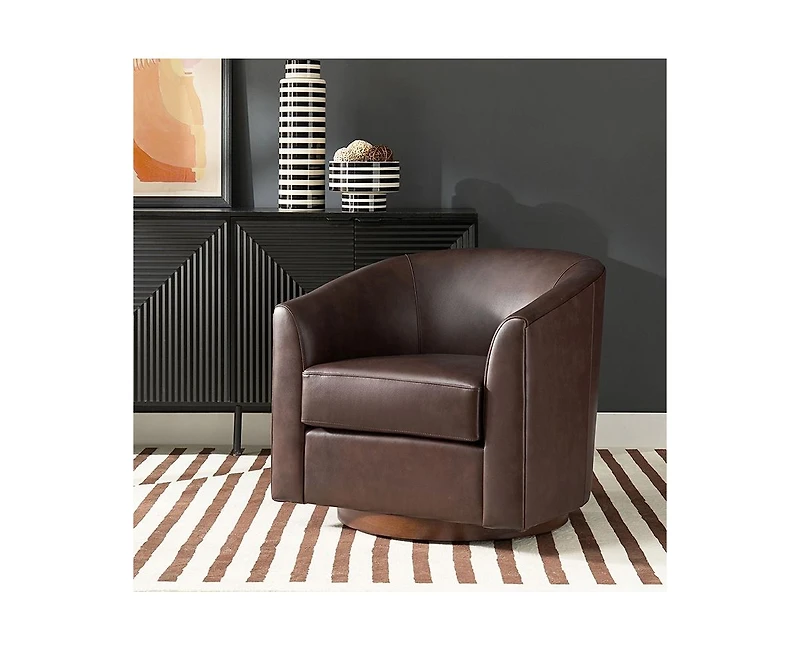 Althea Modern Swivel Barrel Chair with Sturdy Solid Wood Base