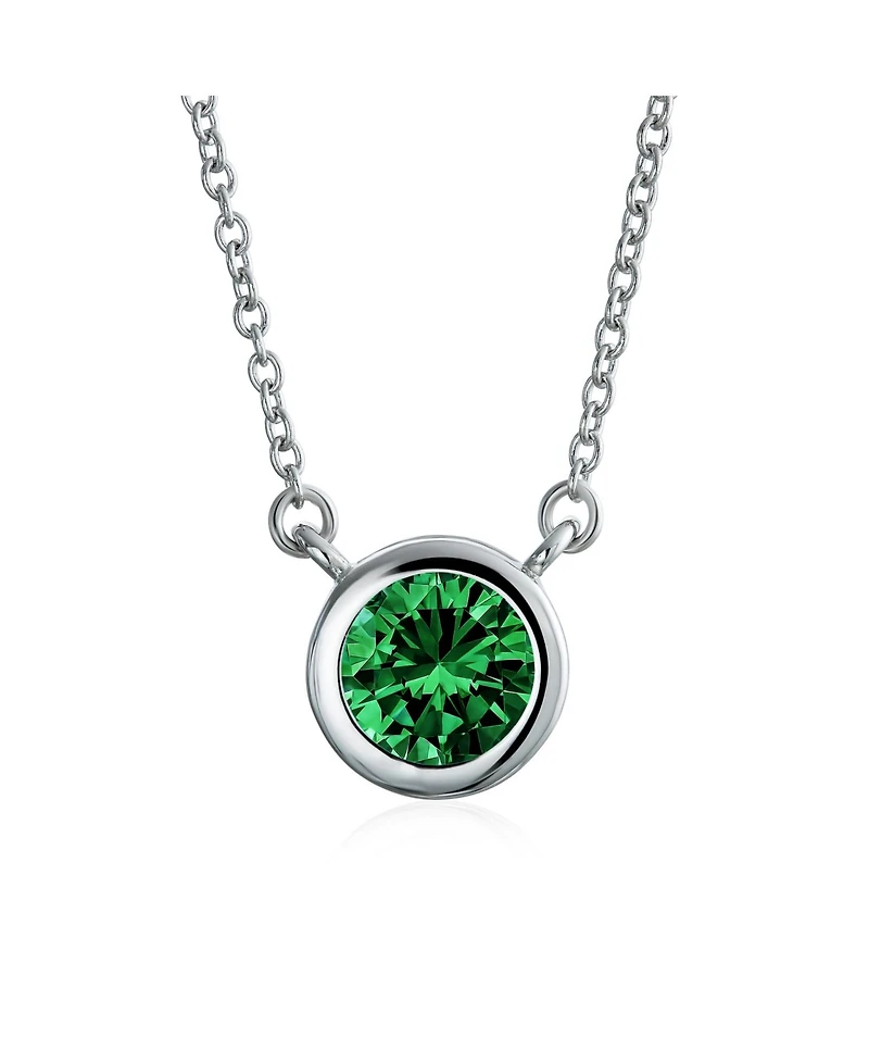 Bling Jewelry Classic Cubic Zirconia 2CT Round Cz Bezel Set Pendant Necklace Sterling Silver