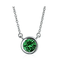 Bling Jewelry Classic Cubic Zirconia 2CT Round Cz Bezel Set Pendant Necklace Sterling Silver