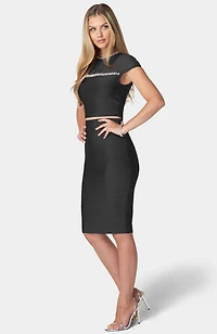 Bebe Women's Crystal Beaded Two Piece Bandage Dress
