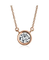 Bling Jewelry Classic Cubic Zirconia 2CT Round Cz Bezel Set Pendant Necklace Sterling Silver