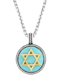 Effy Men's Turquoise Star of David 22" Pendant Necklace in Sterling Silver & 14k Gold-Plate
