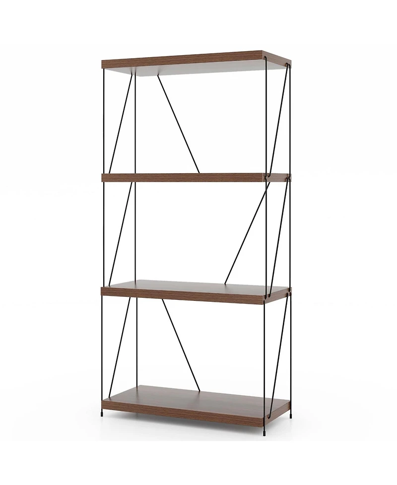 1 Pcs 4-Tier Multipurpose Display Rack Freestanding Bookcase with Metal Frame