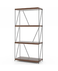 1 Pcs 4-Tier Multipurpose Display Rack Freestanding Bookcase with Metal Frame
