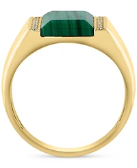 Effy Men's Malachite & Diamond (1/10 ct. t.w.) Ring in Gold-Plated Sterling Silver