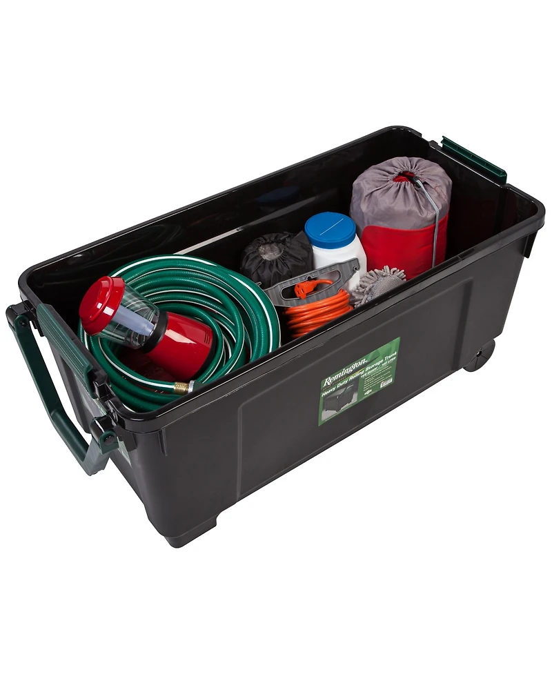 Iris 169 Quart Remington Store-It-All Tote with Handle, Black/Green