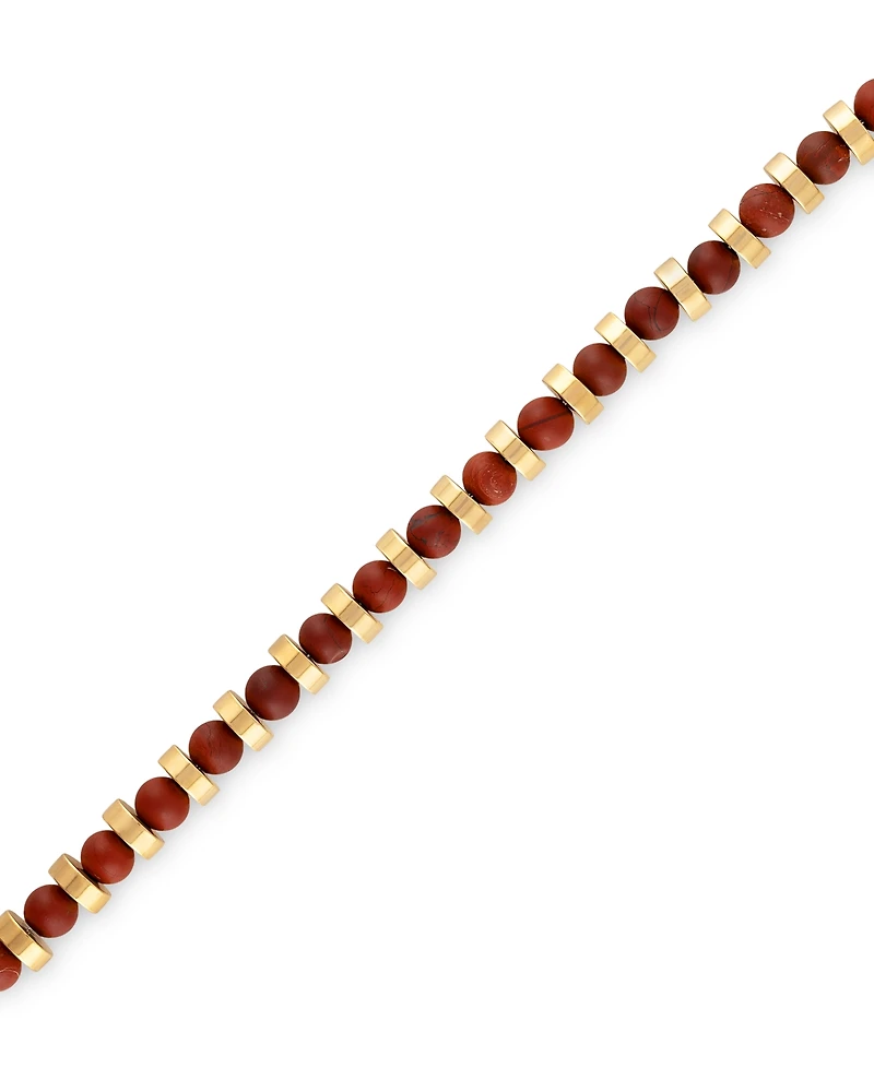 Bulova Red Jasper & Gold-Tone Stainless Steel Bracelet