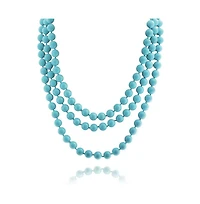 Bling Jewelry Classic Western Style 10MM Round Ball Bead Endless 70 Inch Long Strand Double Triple Wrap Layer Synthetic Blue Turquoise Necklace
