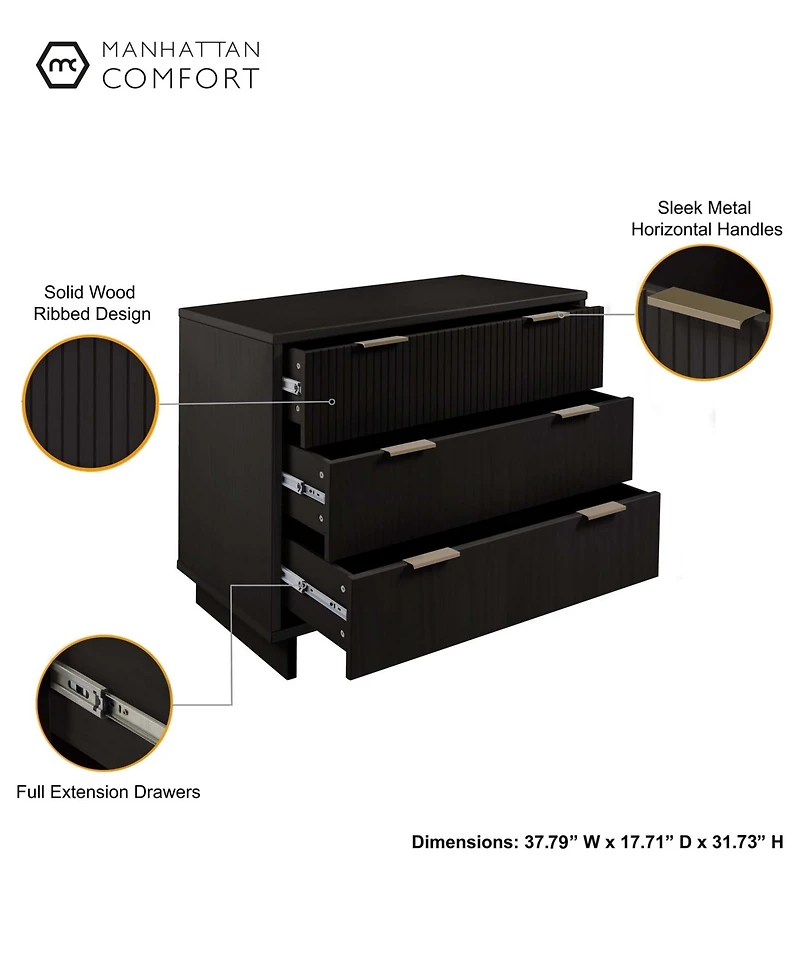 Manhattan Comfort Granville 2-Piece 3-Drawer Standard Dresser and 2-Drawer Nightstand Set