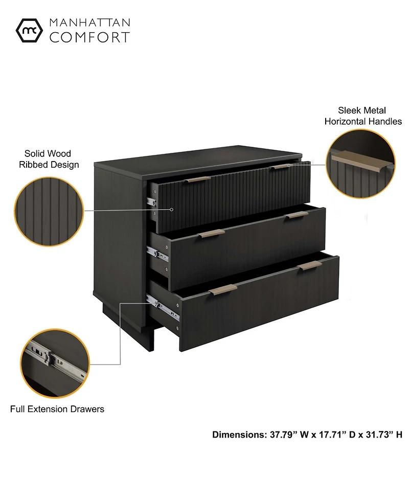Manhattan Comfort Granville 2-Piece 3-Drawer Standard Dresser and 2-Drawer Nightstand Set