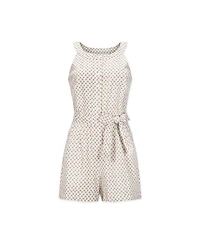 Hope & Henry Women's Sleeveless Linen Button Front Halter Romper