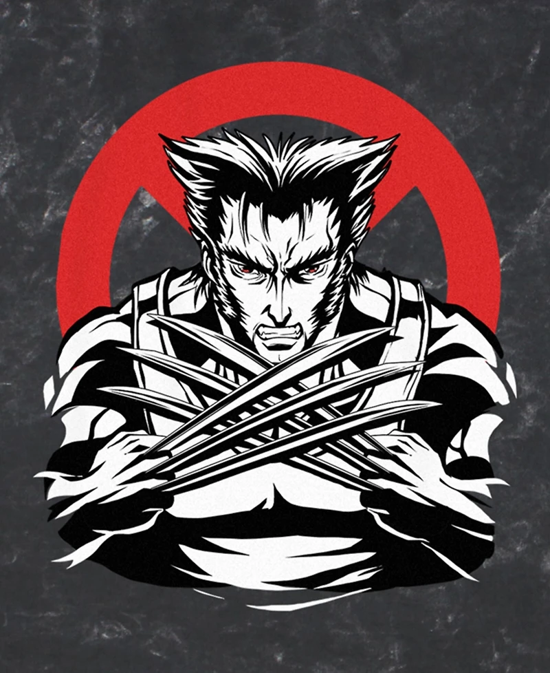 Fifth Sun Men's Marvel X-Men Wolverine Anime Short Sleeve Mineral Wash Tee