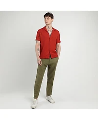 Campus Sutra Men's Scarlet Red Creased Shirt