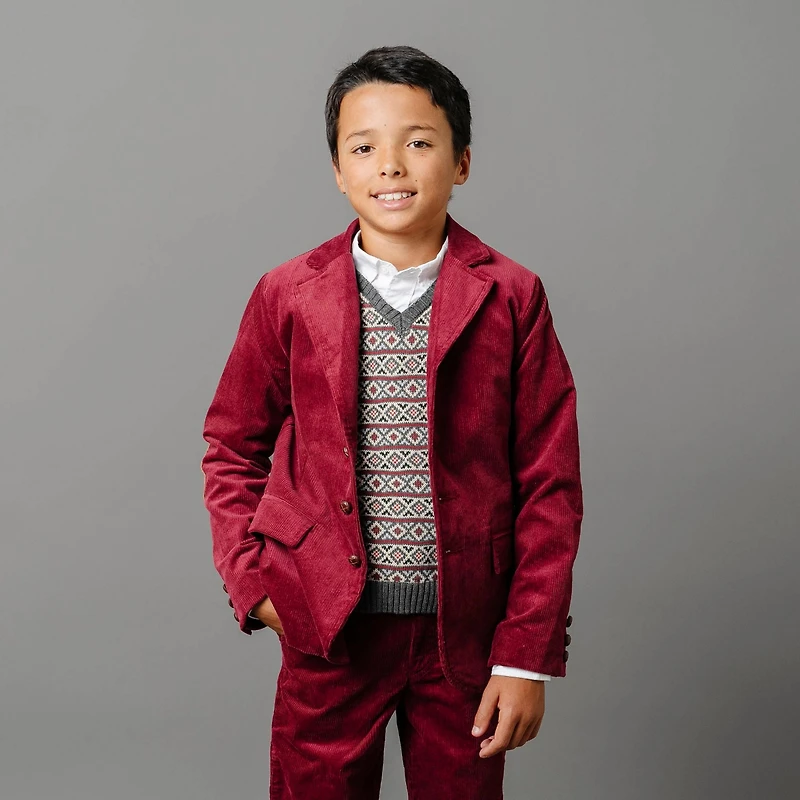 Hope & Henry Boys Organic V-Neck Intarsia Sweater Vest