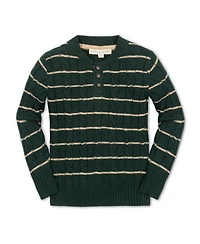 Hope & Henry Baby Boys Long Sleeve Cable Henley Pullover Sweater with Elbow Patches