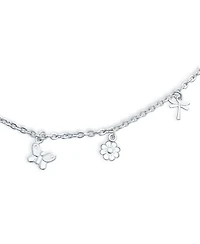 Bling Jewelry Nature Garden Multi Dangle Charm Butterfly Anklet Foot Ankle Bracelet .925 Sterling Silver Adjustable 9 To 10 Inch