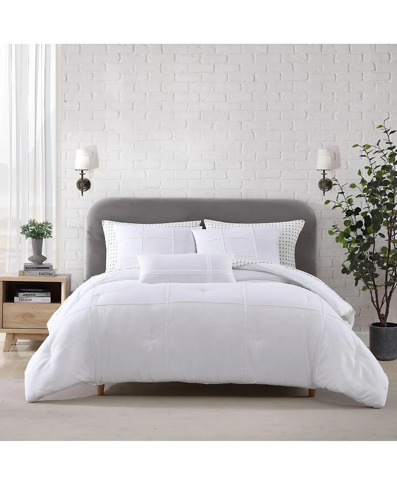 City Scene Solid Microfiber White 4 Piece Duvet Cover Set-King