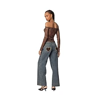 Edikted Womens Leopard Sheer Mesh Off Shoulder Top