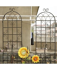 Slickblue 4-Pack Metal Garden Trellis – 86.7'' x 19.7'', Rustproof Black Trellis for Climbing Plants and Outdoor Flower Support