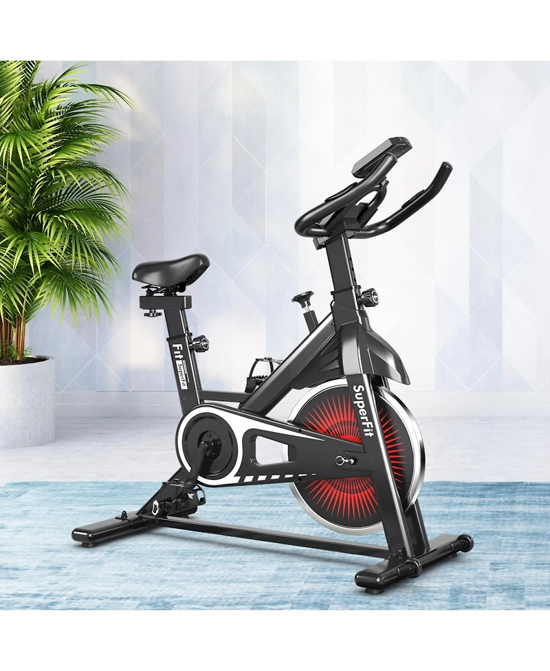 Sugift Indoor Silent Belt Drive Adjustable Resistance Cycling Stationary Bike White