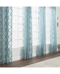 Chanasya Premium 2-Panel Moroccan Embroidered Design Textured Sheer Curtain Panels