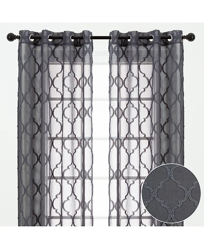 Chanasya Premium 2-Panel Faux Linen Shimmer Textured Sheer Curtain Panels