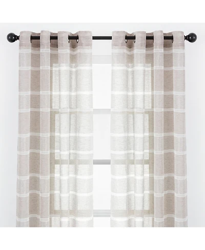 Chanasya Premium 2-Panel Faux Linen Shimmer Textured Sheer Curtain Panels