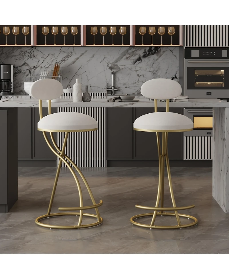Upholstered Counter Height Bar Stools for Kitchen Island Set of 2, Stylish and Comfortable