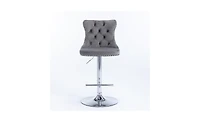 Adjustable Swivel Velvet Barstools with 25-33 Inch Seat Height for Modern Home or Kitchen
