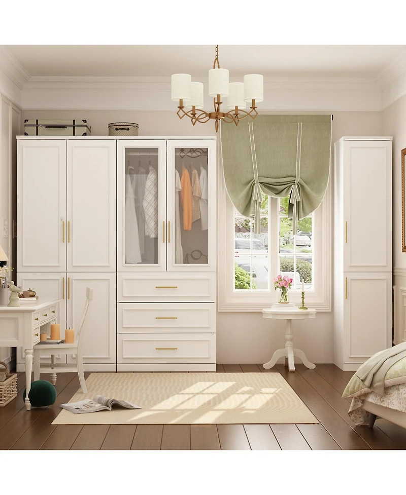 Famapy 8-Door Big Armoires with Hanging Rods, Drawers, Shelves