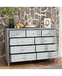 Homsee 9-Drawer Gray Wood Dresser Bedroom Storage Cabinet Modern Style